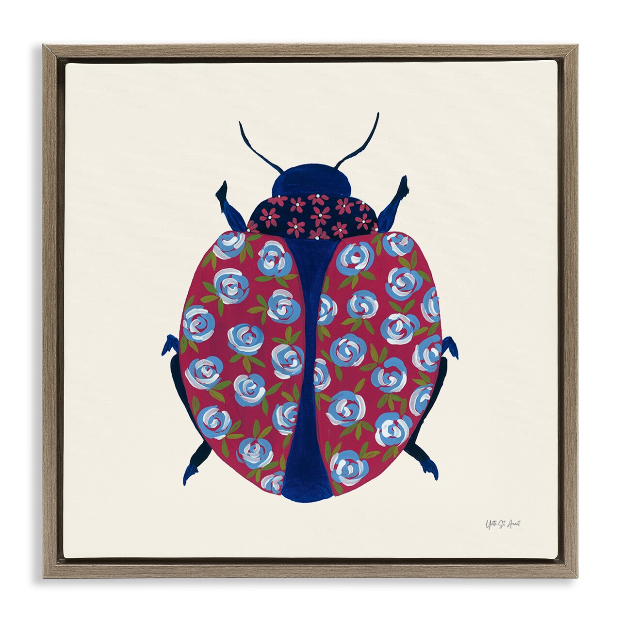 Stupell Industries Rose Blooming Beetle Floater Framed Canvas Wall Art Design by Yvette St. Amant